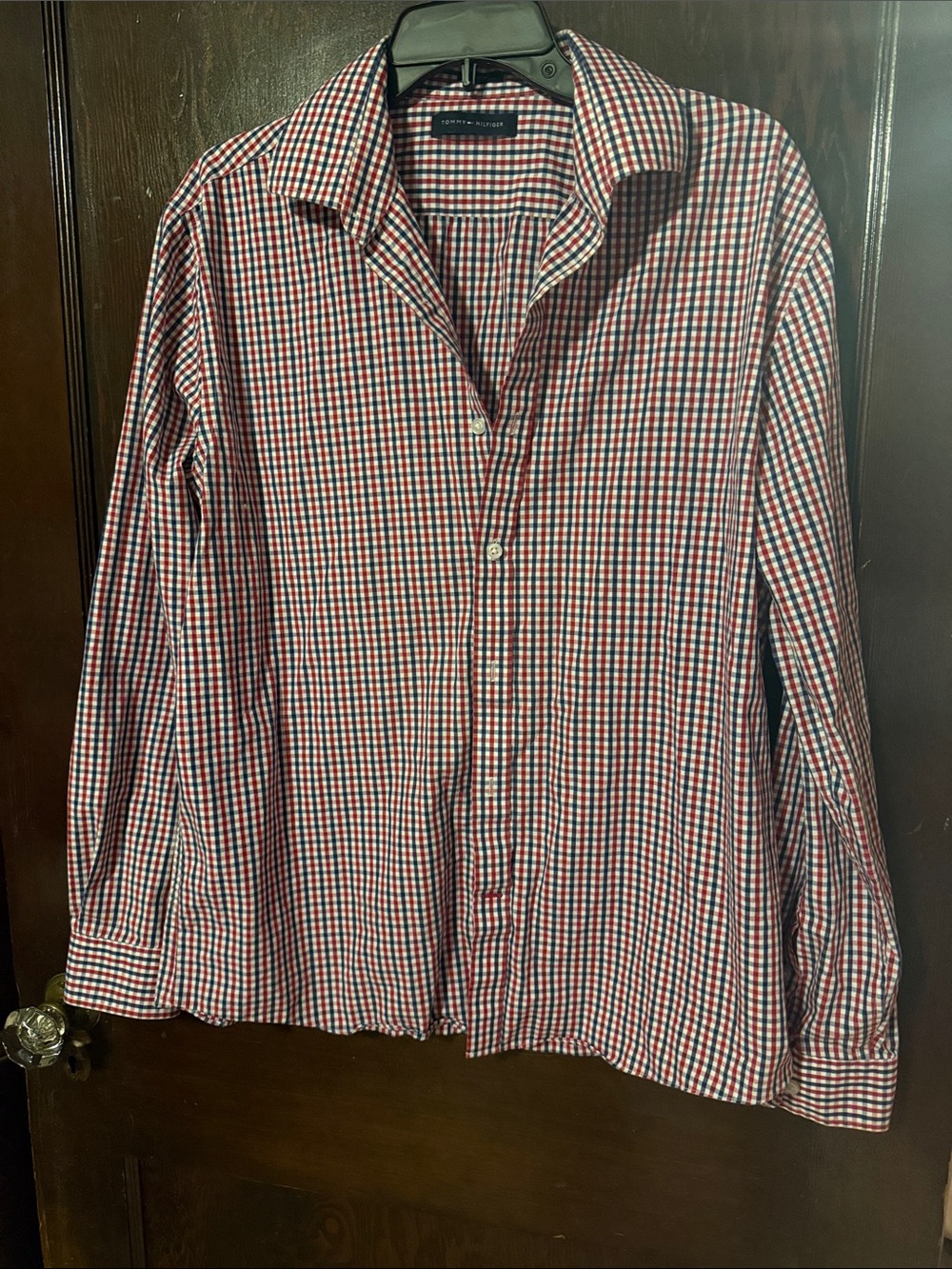 Tommy Hilfiger Red and Blue Checked Button-Down Shirt size L